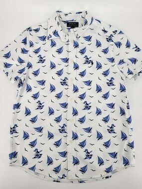 Polo by Ralph Lauren White & Blue Sailing Print Short Sleeve Shirt